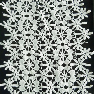 Large Trim, Off White Flower Embroidery Floral Lace Trim, Dyeable Trim